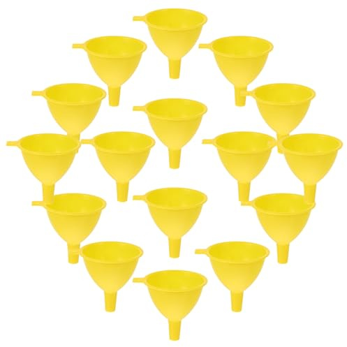 Cabilock 20 Embudos de Plástico Amarillo para Llenado y Transferencia de Líquidos, Fácil Almacenamiento, Tamaño 6.5 Cm Adecuado para Laboratorio y Uso Científico
