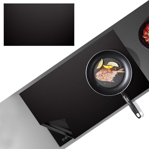 Mapille 54 * 90cm Große Induktionskochfeld Schutzmatte, Induktionsmatte Induktionsschutzmatte, Silikon Induktion schutzmatte, HitzebestäNdiges Wärmeisolierte Pad für Induktionsherd, Schwarz