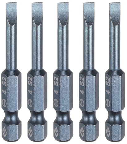 QUARKZMAN 5pcs SL4 Embouts de tournevis plats magnétiques fendus 4mm | Embout de tournevis plat, Embouts de perceuse, Acier S2, 1/4 Tige hexagonale, 50mm (2), pour vis