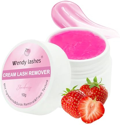 WENDY LASHES Eyelash Glue Remover for Extensions,10G Pink Strawberry Flavor | Gentle & Fast Acting Lash Remover,Sensitive Eye Safe,Professional Eyelash Extension Cleanser,Irritation-Free Formula Pink