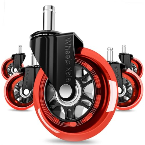 Office Chair Replacement Caster Wheels, 3 Inch Rollerblade Desk Chair Wheels for Carpet Hardwood Floors, Computer Chair Wheels - Gaming Desk Chair Casters - Fits 98% Chairs, Set of 5