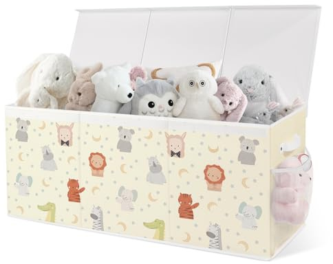 Spielzeugkiste Aufbewahrungsbox mit Deckel Kinder - Pastellfarben Tiere