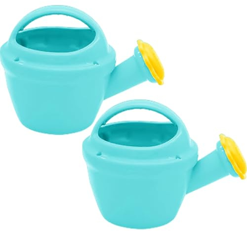 NIDONE 2Pcs Kids Watering Can, 5.7x7.4 Plastic Gardening Tools with Spout & Handle, Lightweight Portable Reusable Beach Sand Toys for Children Garden Home Outdoor