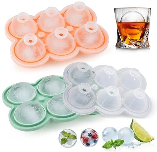 VZXZXE Eiswürfelform rund Silikon eiswürfel kugel Eiskugelformer silikonform 4.5cm Wiederverwendbar Eiswürfelbehälter mit Deckel für Cocktail, Whiskey, Saft, Kaffee Eiskugel