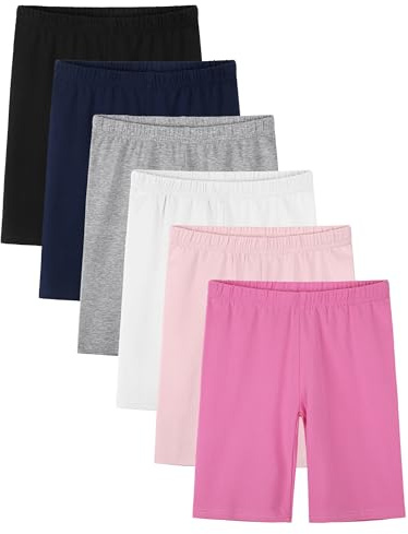 YERIOK 6 Pack Girls Bike Shorts Cotton Biker Shorts Cartwheel Clothes for Kids Under Dress Dance Multi-Color Set A 7-8Y
