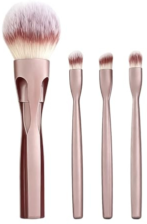 Makeupborstset – 4-i-1 magnetisk bärbar syntetisk, professionellt sminkborstset för kvinnor för ansiktspulver rodna ögonskuggsblandning | hemmakontor resor utomhus fest kosmetisk verktygssats