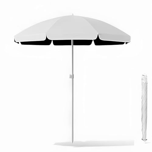 Genérico Sombrilla De Jardín Y Patio 1,8/2,0/2,20 M Sombrillas De Playa para Exterior Altura Ajustable con Botón Pulsador Fácil Sombrilla para Mesa Mercado Y Patio (Blanca,2.0m/6.5ft)