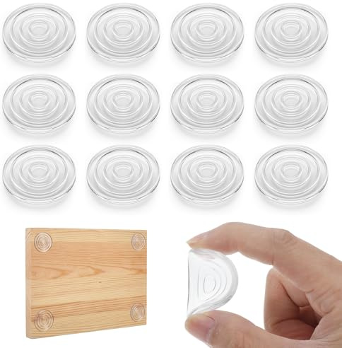 12 Stück 4 cm Runde Silikon-Tischbeingleiter, Gummifüße Selbstklebende für Schneidebretter, Einfache Montage ohne Schrauben, Abwaschbare Gleiter Anti Rutsch Pads für Tabletts und Möbel (Transparent)