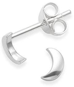 Heather Needham Sterling Silver Moon Earrings- SIZE: 4.7mm x 2mm (VERY SMALL AND DAINTY) Gift Boxed Moon stud earrings. - 5140