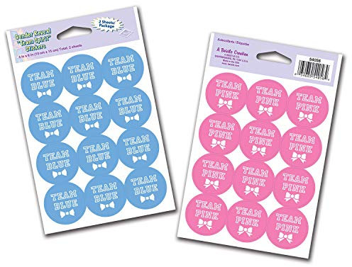 Beistle 54056 Team Aufkleber, 4 x 6-Zoll, blau / rosa