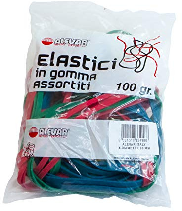 Alevar Gomas elásticas de goma para oficina X-Bands, gomas en cruz, diámetro 90 mm, grosor 11 x 1,5 mm, colores surtidos, paquete de 1 kg