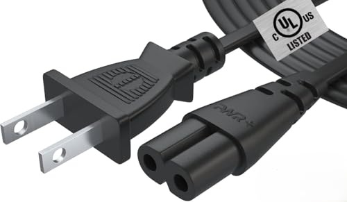 Tv Power Cord 12Ft Cable for Samsung LG TCL Sony: Apple Tv Insignia Sharp Toshiba JVC Hisense 4k 8k UHD Crystal Tizen Smart Roku Google Quantum Panasonic HDR LED QLED 2 Prong UL Listed