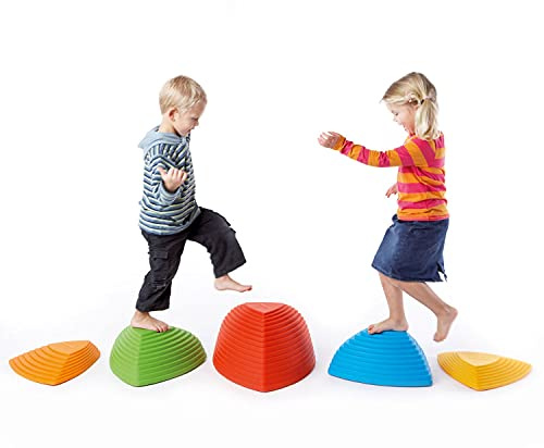 GONGE Hilltops - The Original Non-Slip Stepping Stones for Kids - Balance, Coordination, Motor Skills - Vibrant Colors - Set of 5