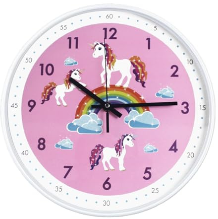 TOHOOYO Pink Wall Clock,Silent Non Ticking Children's Décor Quiet Clocks for Kids Room,Office,School,Bedroom,Kitchen,Classroom (12 inch Pink)