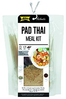 Kit Pad Thai 2 raciones 200 g con noodles de arroz, salsa y cacahuete molido; cocina tailandesa fácil en 10 min, poco picante, ideal para wok