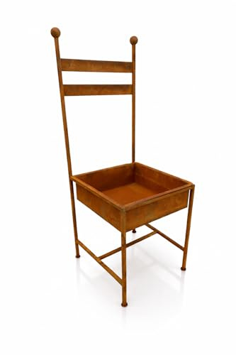 Blümelhuber Rost Deko für Garten Metallstuhl -Rostige Vintage Garten Dekoration zum Bepflanzen - Gartendeko Rostoptik Pflanzschale groß Terasse oder Balkon