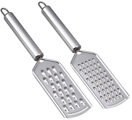 2PCS Kitchen Grater, Cheese Grater Fine Grater for Kitchen with Handle and Razor-Sharp Stainless Steel 430# Blade and for Chocolate, Cheese, Carrot, Ginger, Coconut, Nuts