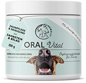 Annimally Zahnpflege Pulver für Hunde I Mittel gegen Zahnstein Hund - Natürliche besonders effektive Zahnreinigung bei Gelben Zähnen, Mundgeruch und Plaque (100 g)