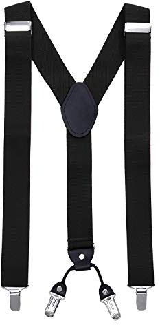 MASADA Hosenträger für Herren mit robusten Clips stufenlos verstellbar 3,5 cm breit und bis zu 195 cm Körpergröße Schwarz