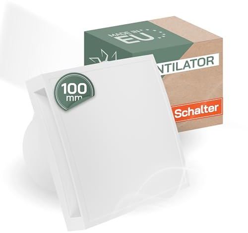 Vent Systems Badlüfter 100mm – Wasserdichter Badventilator mit Timer und Lichtschalter-Aktivierung – IPX4 32dB 15W 100m³/h Wandmontage – Energieeffizienter Abluftventilator für Küche und Bad
