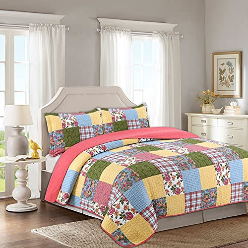 Cubrecamas 3 Piezas para Cama 150/180 - Colcha Bouti Pique, Manta Funda para Verano e Invierno, Sobrecama Ropa de Cama, Colchas Patchwork - C, 240 * 260CM