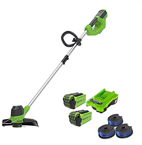 Greenworks Akku-Rasentrimmer 40V 30cm, 3er-Pack Spule mit 2X2Ah Akku und Ladegerät