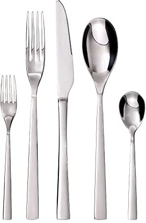 GRÄWE Lot de 10 couverts Porto pour 2 personnes, acier inoxydable poli, en cuivre - Idéal comme couverts à manger, passe au lave-vaisselle, couverts de table, y compris couteau, fourchette, cuillère,