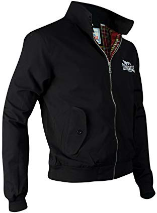 Lonsdale Classic Men's Lonsdale Logo Jacket Black England Style Slim-Fit (Medium)