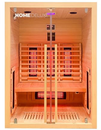 Home Deluxe – Infrarotkabine Sonora M – 135 x 105 x 190 cm - für 1-2 Personen, 6 Vollspektrumstrahler, Holz: Hemlocktanne I Infrarotsauna, Sauna, Wärmekabine, Infrarot