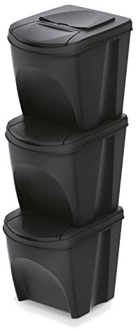 Keden Sortibox Mülltrennsystem 3x25L Set Mülltrennungsbehälter Recycling Recyclingbehälter Abfallsortierkorb Behälter Abfalleimer aus Kunststoff