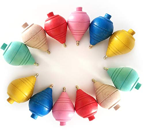 GERILEO Set aus 4/8/12 Klassischer Holzkreisel; Farbig - Geschenke und Aufmerksamkeiten für Kommunion, Kinderfeste, Jungs, Mädchen, Geburtstage, Spinner (24)