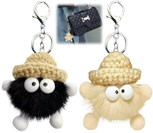 Capgoost Niedlich Weicher Plüsch Schlüsselanhänger - Personalisierter Bommel, Süßer Rucksackdekorationen Auto Keychain