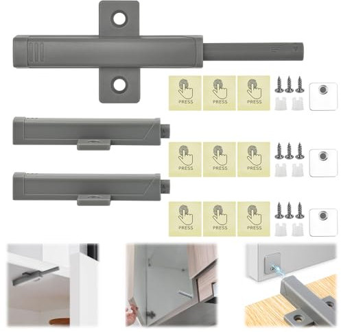 ADERTOS 3 Stück Drucktüröffner Schrank Schranktür Drucköffner ABS Türöffner Push to Open Magnet Öffner 45N Schranktür Dämpfer Küchenschrank Magnetische Schranktüröffner Druck Türdämpfer