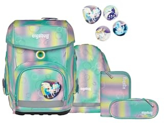 ergobag Schulranzen-Set cubo Set ZauBärwelt - Mint | Ergonomischer Schulranzen Klassisch, 5-teilig, für die 1. Klasse Grundschule, Kollektion AW24/25