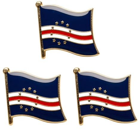 3 X Cape Verde National Flag Metal Enamel Pin Badge – 1.9cm x 1.6cm – Cabo Verde Blue Sharks Hard Enamel Lapel Pin – African Island Nation