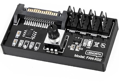Joycabin Cooling Fan Speed Knob Controller Lüfterdrehzahlregler 4 Pin PWM Lüftersteuerung 12 V PC Chassis Fan Adapter Hub Kühler Lüfter Geschwindigkeitsregler SATA Stromschnittstelle
