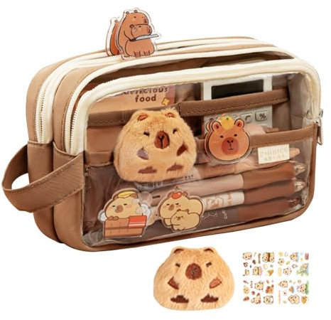 Yonuaret Federmäppchen Süß Capybara Federtaschen Mäppchen, Große Kapazität Pencil Case Großes Federmäppchen Durchsichtige Federmäppchens, Chreibwarenbeutel Bleistift Beutel Für Mädchen