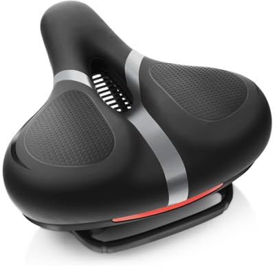 Rarapop Bicycle Seat Replacement, Bike Seat for Men and Women, Comfort Wide Bike Saddle Memory Foam Padded Soft Bike Seat Cushion Compatible with Peloton, Mountain, City Bikes, Exercise Bikes (Gray)