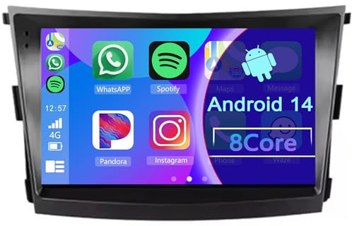 Android 14 Car Stereo for SsangYong Tivoli 2015-2019 with Wireless Carplay Android Auto, 9 Inch Touchscreen Car Radio with GPS Navigation Bluetooth WiFi FM RDS SWC Backup Camera(4+64GB 8Core)