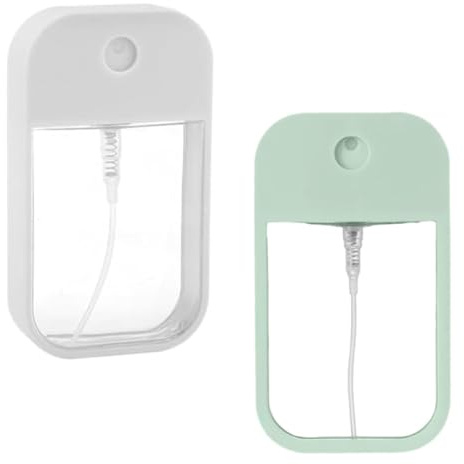 KIRZAX Lot de 2 petits vaporisateurs de 45 ml, vaporisateurs à brume fine réutilisables, petits vaporisateurs portables en carton pour parfum, lotion pour le corps et maquillage