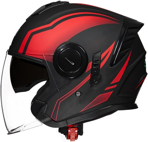 Retro Casque Moto Jet, Dot/ECE Homologué Casque Scooter Ouvert, Vintage Casques Bols Demi avec Double Visière, Casques Vintage À Face Ouverte pour Adultes Hommes Et Femmes 16,L=59-60CM
