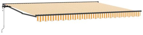 vidaXL Tenda Retrattile Giallo e Bianco 450 × 300 cm, Telo da Sole Regolabile, Design Moderno, Copertura Resistente per Giardino e terrazza, Perfetto per Esterni
