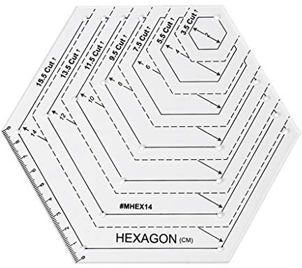 HVRFJXI Trasparente Quilting Cucito Patchwork Righello Modello di Misurazione Esagono Fatto a Mano Sartoria Forniture Strumenti Die Cuts Per La Creazione Di Carta Su