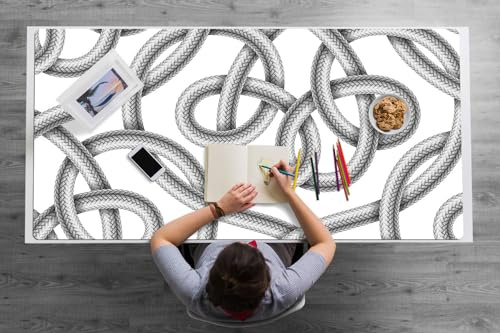 Schreibtischunterlage Premium 120x60 cm für Büro- oder Heimbereich Leicht zu Reinigen PVC Vinyl Schutz des Schreibtisches Anti-Rutsch mit Runde Kanten Wasserdicht - Verheddertes Kabel