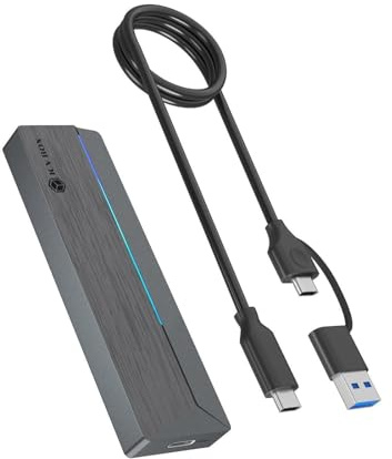 ICY Box M.2 NVMe/SATA SSD Case con illuminazione RGB USB 3.2 Gen 2 10 Gbps, supporta 2230/42/60/80, incluso cuscinetto termico e cavo USB-C/A, IB-1826MCL-CU31