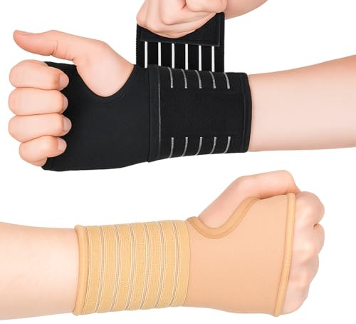 Actesso Elastische Handgelenkbandage für Sport & Alltag | Flexible Handgelenkstütze für Training, Arbeit, Verstauchungen und Sehnenscheidenentzündung (Groß, Beige)