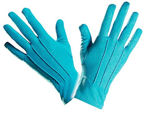 NET TOYS Fingerhandschuhe Kurze Handschuhe türkis mit Biesen Kostüm Zubehör Damenhandschuhe Kostüm Zubehör Clownhandschuhe Damen Handschuhe
