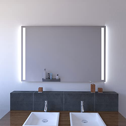 SARAR Badspiegel Spiegel Badezimmerspiegel mit LED-Beleuchtung 60x70 cm Made in Germany eckiger Wandspiegel Mirror Spiegel Bad mit Licht nach Maß Designo MA2110
