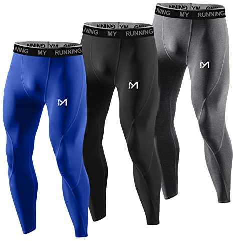 MEETYOO Leggings Hombre, Pantalón de Compresión Secado Rápido Pantalones Deporte Mallas Largas para Running Fitness Yoga