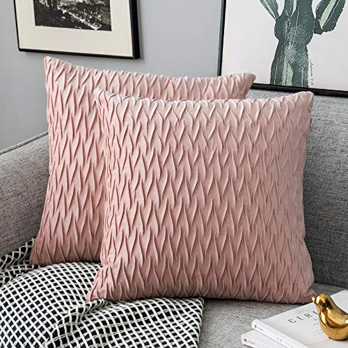 Yamonic Kissenbezüge Set Samt Soft Solid Dekorative Kissen Fall für Sofa Schlafzimmer 45cmx45cm 2er Pack für Couch Bett Sofa Stuhl Schlafzimmer Wohnzimmer, Rosa